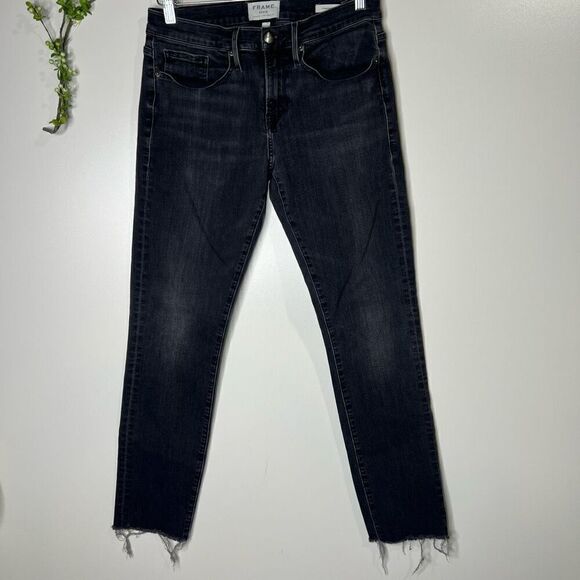 Frame Denim L’Homme Slim Fit Black Jeans Raw Hem - Picture 1 of 13